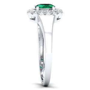 Anillo de Halo con Gema Esmeralda de Corte Ovalado de 0.5 Quilates en Plata de Ley 925 Personalizado REYES, Precio al por Mayor, Anillos de Compromiso con Moissanita - Product Image 3