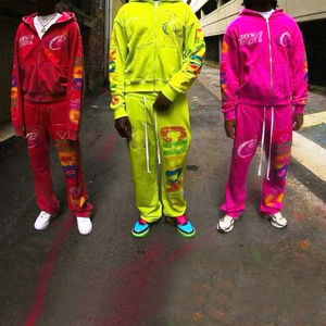 Impresión de peso pesado 100% algodón Zip Up Hoodie y pantalones de chándal Set Men Zip Up Hoodie y Joggers Set Chándal - Product Image 2