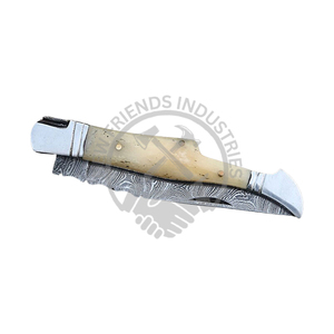 มีดพกพาไม้ถือกระดูกทำด้วยมือทำจากเหล็กดามัสกัสฝรั่งเศสออกแบบได้ตามต้องการ - Product Image 3