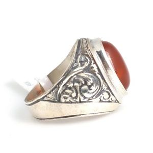 Anillo de Plata de Ley 925 Hecho a Mano para Hombre con Ágata y Turquesa, Diseño Geométrico, Baño de Rodio, Ideal para Uso Diario, Regalo, Engaste de Bisel - Product Image 3