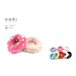 Lazos de pelo de felpa coloridos con bandas de goma de perlas para peinar el cabello - Product Image 1