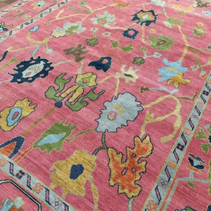 พรมขนสัตว์หลากสี8x10แบบโบราณผ้าถักมือคุณภาพสูงสำหรับห้องนั่งเล่นสีชมพูผ้าฝ้ายขนาด6x9 10X14แบบดั้งเดิม - Product Image 4
