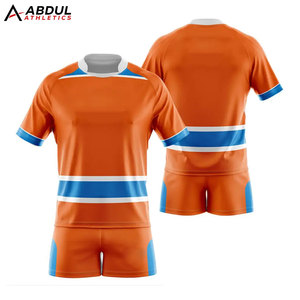 Durable Men Rugby Uniform Premium Polyester Material Quick Dry Short Sleeve Shirt And Shorts Perfect For Teams Youth Clubs - Product Image 1