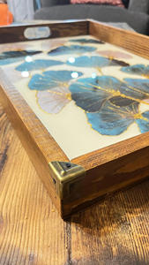 DECOR N UTILITY CRAFT Bandeja DE SERVICIO DE MADERA masiva hecha a mano Manijas de forma rectangular Logotipo personalizado Pintado marrón de alta calidad - Product Image 5