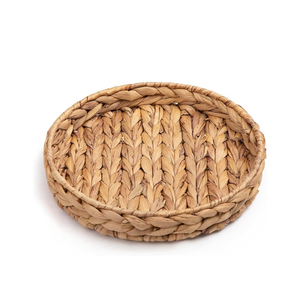 ถาดเสิร์ฟทรงกลมผักตบชวาแฮนด์เมดเวียดนามชุดถาดทอ3ถาดสำหรับอาหารตกแต่งและจัดเก็บพร้อมที่จับปอกระเจา - Product Image 1