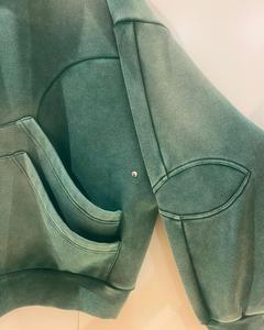 Sweat à capuche streetwear pour homme personnalisé, hiver, sans cordon, polaire vintage, double couche, délavé au soleil, poches, lavage à l'acide, uni, 3D à capuche - Product Image 4