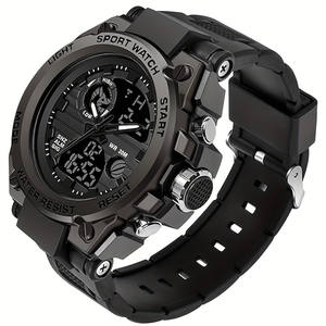 Montre numérique électronique à LED pour homme, avec chronomètre, grand écran double, résistante à l'eau, fonction alarme - Product Image 1
