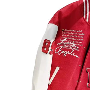 Custom Stand Collar Men's Winter Leather <b>Varsity</b> <b>Jacket</b> Baseball Bomber Style Outerwear with Letter Pattern for USA <b>UK</b> EU - Product Image 3