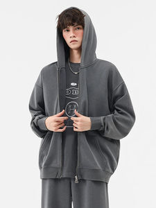 Nueva alta calidad al por mayor logotipo personalizado de impresión de algodón liso cremallera Sudadera con capucha para hombre con cremallera Sudadera con capucha - Product Image 2