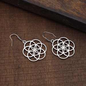 Pendientes de aro de plata de ley 2024 exclusivos más vendidos de 925 con Semilla de Mandala y Perla joyería de moda fina para mujer bodas - Product Image 4