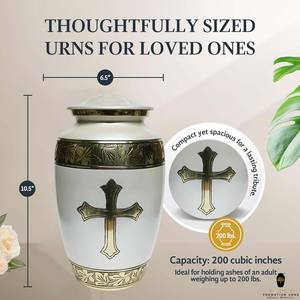 Urna Funeraria Blanca para Adultos, Hecha a Mano, 10 Pulgadas, Estilo Europeo Americano, Diseño Personalizable, Duradera, Ecológica, 220 Pulgadas Cúbicas - Product Image 3