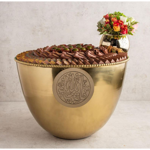 Bol à chocolat en métal argenté de qualité supérieure avec base découpée arabe Bonbons Dessert Bol de service pour mariages ou occasions spéciales - Product Image 5