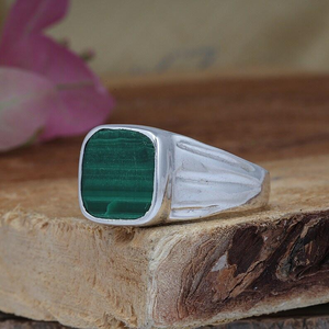 Natural Malachite <b>Ring</b> 925 Sterling Silver Boho Gemstone Jewelry Cushion Shape <b>Ring</b> For Everyone Bulk Wholesalers - Product Image 2
