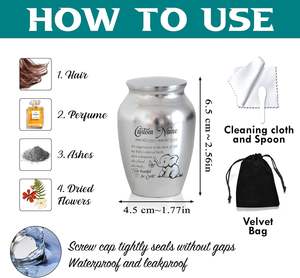 Personalized Stainless Steel <b>Mini</b> Urn Decorative Memorial Keepsake Custom Baby Elephant Design for Baby Boy - Product Image 2