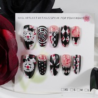 NBL-JX-224 Halloween 3D Gothic Clown Press on Nails Embossed Reusable Full Cover False Nails Removable 30PCS
