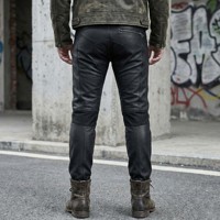 Pantalon de jogging streetwear en molleton de coton mat pour homme, coupe slim inspirée du motocross, avec empiècements côtelés, style motard personnalisé