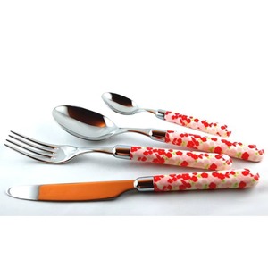 Cubiertos de acero inoxidable Ideal para cocina, mesa, café, hogar, cubertería con acabado Chapado en Color plateado, mango naranja, Juego de 3 productos - Product Image 4