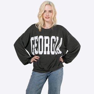 Suéteres de otoño personalizados para mujer, sudadera holgada con estampado de letras y cuello redondo, Tops, jersey de moda al por mayor - Product Image 1