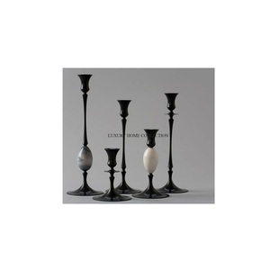 Black Polished Different Size Trending Designing Candle <b>Holders</b> Premium Quality Set of 5 Handmade New Stylish <b>Candlestick</b> <b>Holder</b> - Product Image 1