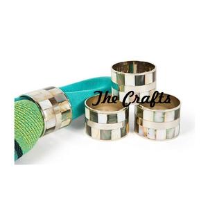 Servilleteros de trabajo de madera y nácar, servilleteros de forma redonda hechos a mano para accesorios de mesa - Product Image 4