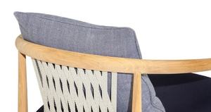 Chaise de loisirs en teck massif pour l'intérieur et l'extérieur, avec dossier en sangles tressées et assise rembourrée, pour la maison et le salon - Product Image 6