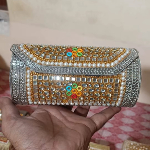 Bolso de Mano Mosaico Kundan para Mujer, Bolso de Lujo Étnico para Bodas, Fiestas y Eventos, el Mejor Bolso de Noche - Product Image 2