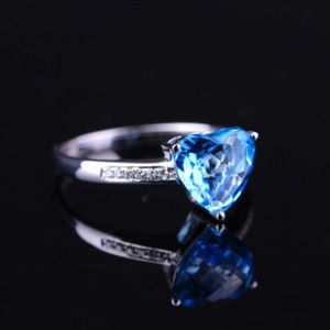 Anillo de Topacio Azul Corte Corazón, Plata 925, Engaste de Puntas, Anillo de Compromiso para Mujer, Estilo Romántico - Product Image 5
