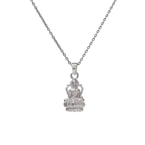 Collier pendentif Lakshmi en argent 925, bijoux religieux vintage tendance pour femmes, géométrique, or, diamant, perle, fiançailles PE070 - Product Image 2