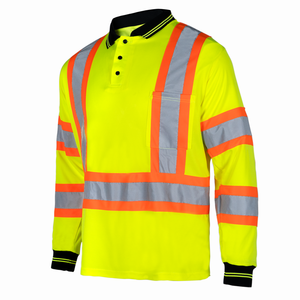 Chemises polo à manches longues haute visibilité 100% polyester, vêtements de travail uniformes, personnalisables, haute visibilité, bande réfléchissante bicolore, vêtements de sécurité pour le travail - Product Image 4