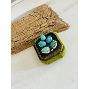 <b>Adjustable</b> Navajo-Made Fine Jewelry Cluster <b>Ring</b> with Multi Turquoise Sterling Silver Everyday Wear Statement <b>Ring</b> Natural Stone - Product Image 4
