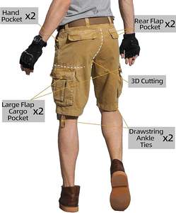 กางเกงขาสั้นคาร์โก้ผู้ชายผ้านิ่มมีหลายกระเป๋าดีไซน์ลายพรางออกแบบโลโก้ได้ตามต้องการสำหรับแบรนด์แฟชั่น - Product Image 4