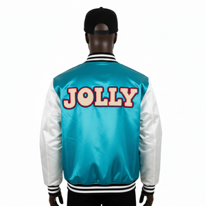 Chaqueta de Satén para Hombre, Calidad Premium, 180 GSM, Tela de Satén de Poliéster Brillante, Paneles de Dos Tonos, Chaqueta de Satén con Logotipo Personalizado para Hombre - Product Image 2