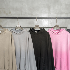 458 Gsm Hoodie Hoodie <b>Men</b> Custom Embossed Oversize Unisex High Quality Acid Wash Distress Heavy Weight Hoodie French Terry - Product Image 3