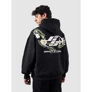 Sudadera con capucha de punto con estampado floral sólido, diseño con cremallera, talla XL, estilo hip-hop, corte holgado, lavado enzimático, bordado 3D, teñido en prenda, serigrafiado. - Product Image 4