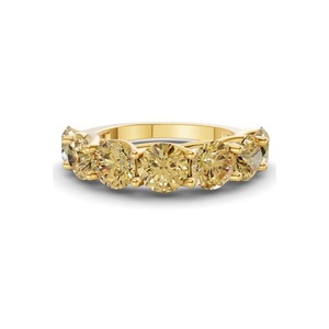 Bague intemporelle en or massif 14 carats avec diamant de laboratoire jaune citron rond de 1,00 ct TW, couleur jaune citron, clarté VS, 7 diamants brillants - Product Image 1