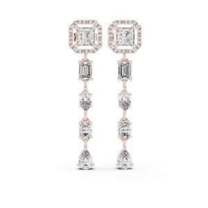 Princess Emerald Oval Marquise Pear Cut Moissanite <b>Drop</b> <b>Earrings</b> 925 <b>Sterling</b> <b>Silver</b> Bridal Fine Jewelry Cluster Halo <b>Earrings</b> - Product Image 1