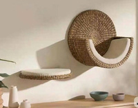 Nouveau design tendance, lit pour chat en jonc de mer mural, étagère flottante tissée pour animaux de compagnie, perchoir confortable pour chat suspendu, OEM ODM, vente en gros