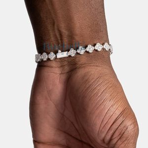 Joyería fina de Hip Hop para hombres, 7mm, 14K, oro blanco, Plata de Ley 925, VVS, moissanita, flor de diamante, pulsera de eslabones cubanos elegante - Product Image 3