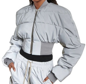 แจ็คเก็ตบอมเบอร์บุนวมสำหรับผู้หญิงแจ็คเก็ตบอมเบอร์แบบมีซิปมีกระเป๋าสำหรับฤดูหนาว - Product Image 1