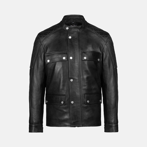 Chaqueta de motociclista de cuero genuino para hombre de invierno, tela de lona gruesa y cálida a prueba de viento, nueva moda Vintage - Product Image 5