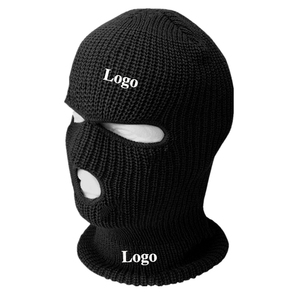 Fabrication de masque facial d'hiver chaud, masque de ski en tricot, logo personnalisé, balaclava à 3 trous, livraison DDP - Product Image 4