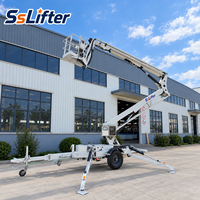 Nacelle télescopique articulée SS12T, hauteur de levage 12m, alimentation essence, télécommande, pour services de façade de bâtiment
