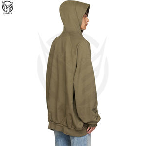 Logo personnalisé de haute qualité 100% coton épais à épaules tombantes sweat à capuche surdimensionné hommes ourlet brut sweats à capuche sans poche pour OEM - Product Image 3