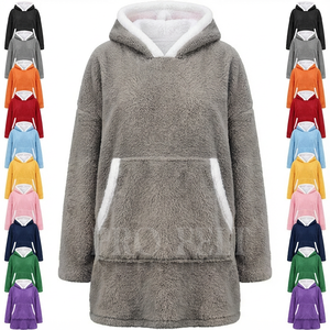 Fabricant de vêtements sur mesure, sweat à capuche en sherpa avec bordure blanche, polaire confortable, hiver chaud, épaules tombantes, sweat à capuche surdimensionné unisexe - Product Image 1