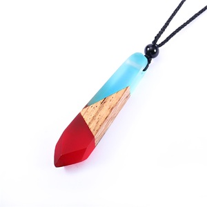 Lovers Wood <b>Resin</b> Pendants Necklace with Adjustable Length Natural Wood And <b>Resin</b> Trendy Religious Style for Wedding - Product Image 1