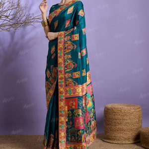 Pure Dola Viscose Saree with Elegant Position Print Soft Light weight <b>Fabric</b> Festive Wedding Wear And Traditional <b>Indian</b> Saree - Product Image 1