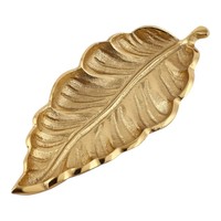 Plateau à bijoux en métal Carrousel Home Elegant Gold Metal Feather Trinket Dish Antique Style Gold Tone Display Plate Vanity Tray