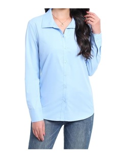 Camisas de vestir para mujer, ropa de abrigo informal de negocios de oficina de media manga, elegante camisa de vestir con botones lisos - Product Image 4