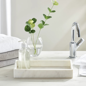 ถาดโต๊ะเครื่องแป้งหินอ่อนสีขาวถาดวางเคาน์เตอร์ห้องน้ำหรูหราถาดหินธรรมชาติสำหรับโรงแรมสปาตกแต่งบ้านถาดเครื่องประดับ - Product Image 3