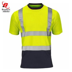 Camiseta de alta visibilidad Camiseta de trabajo de alta visibilidad Neon Lime Green Logotipo personalizable Material impermeable de poliéster y algodón - Product Image 5